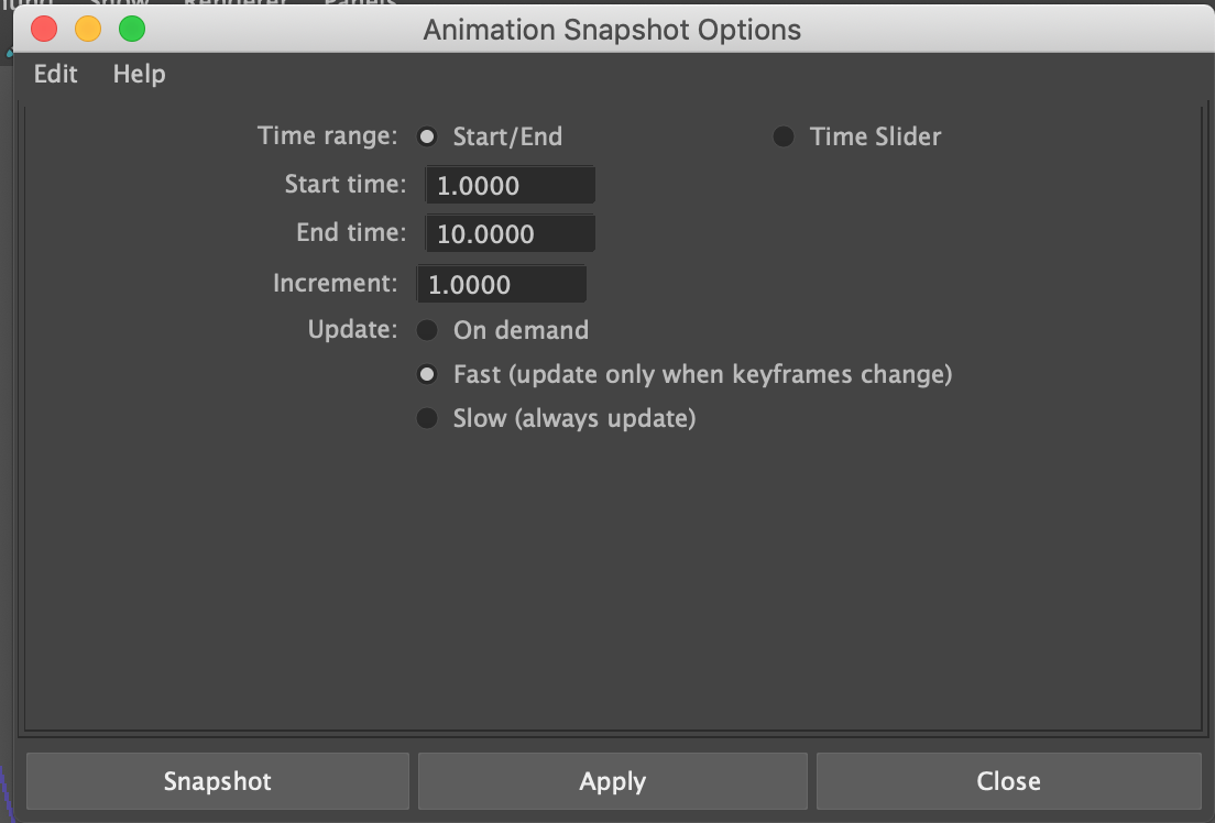 Animation Snapshots in AutoDesk Maya John Player